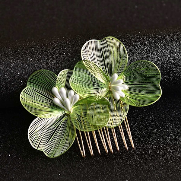 Brudehårkam i koreansk stil med blomsterdekor, sklisikker design, hårspenne, retro bryllupshodeplagg Silver