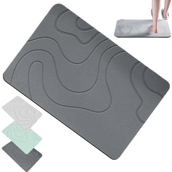 Badeværelsesmåtte 40 x 60 cm Vandabsorberende Måtte Brusemåtte Absorberende Diatomitsten Brusemåtte Absorberende Sten Badeværelsesmåtte Vaskbar Brusemåtte