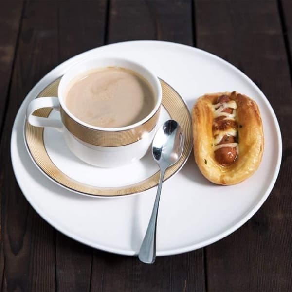Sæt med 12 små ovale teskeer i rustfrit stål 12cm*2.5cm