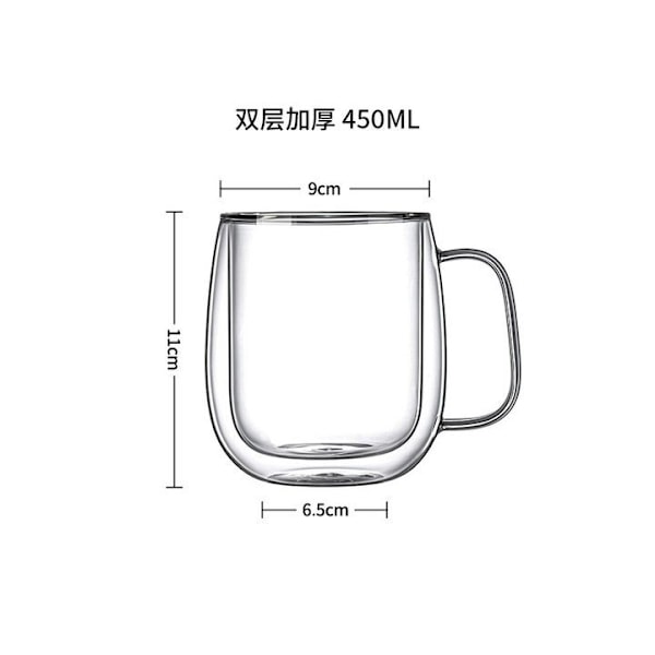 Dobbeltveggede kaffekopper i glass, sett med 2, 350 ml - Vakuumisolert