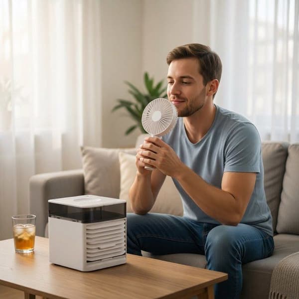 Mini køleventilator, forbedret 3. generation universel USB, skrivebord, hvid