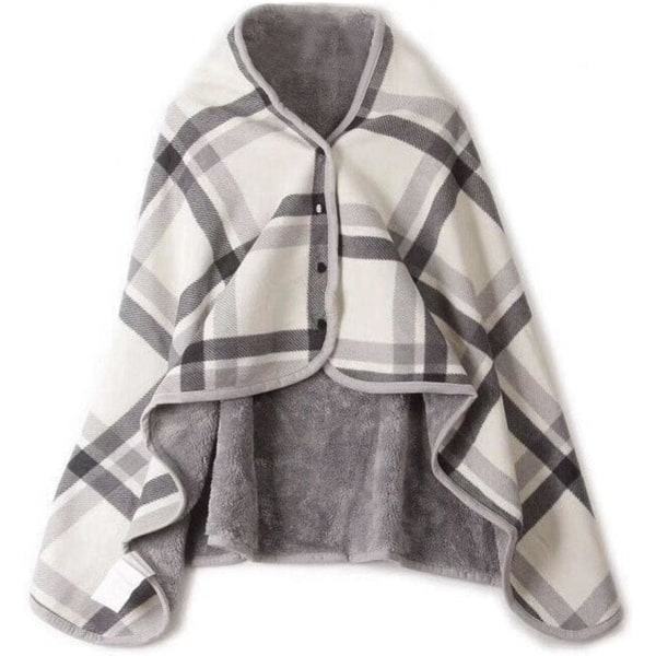 Lady Multifunktionell Dubbelskiktad Tartan Plaid Filt, Halsduk Sjal Bärbar Filt Mjuk Sjal, Stor Varm Mjuk Sjal Wrap, Filt Vinter Varm off-white