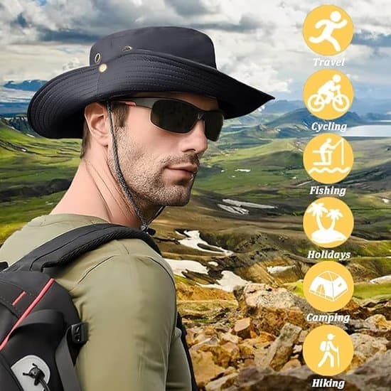 Solhat til kvinder – Bøllehat – Hat – Solhat – Solhat til mænd – Sommerhat – Bred skygge UV-beskyttelse – Safarihat til mænd og kvinder