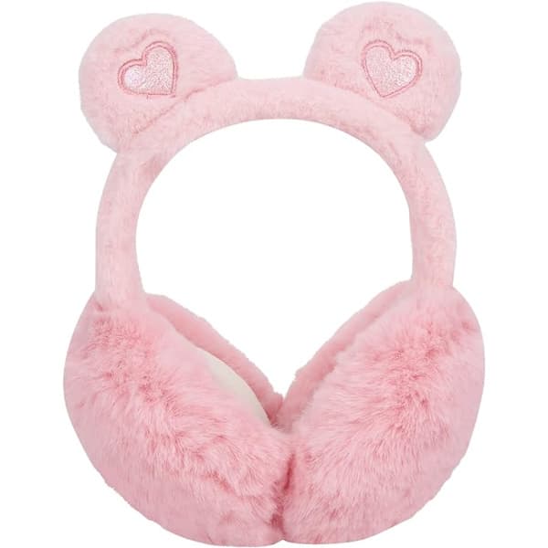 Första rosa plysch-öronmuffarna för kvinnor, vinterhattar, vinterhattar