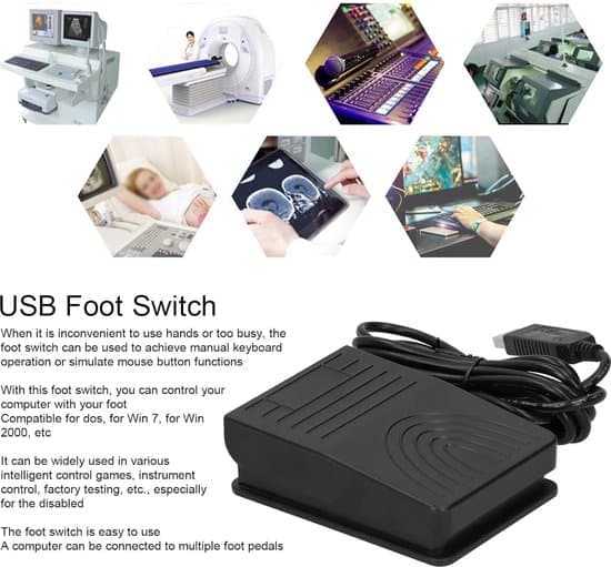 Professionel bærbar USB-fodpedal - computerfodkontakt lavet af ABS-materiale.