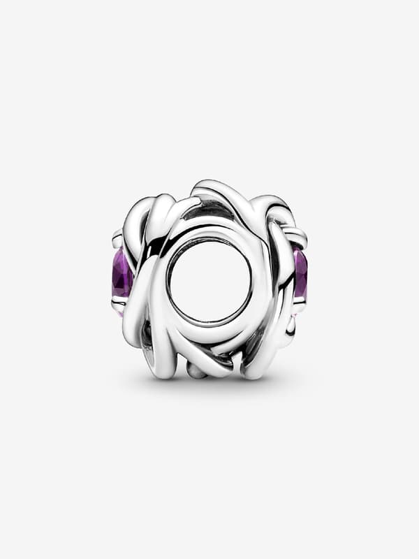 - Februar Lilla Evighedscirkel Charm - Sterlingsølv