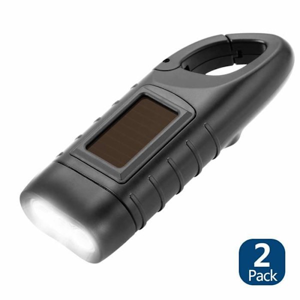 Solar Lommelykt 2 Pakk Solar LED Lommelykt & Håndsveiv Oppladbar Lommelykt Utendørsaktiviteter Nødlampe