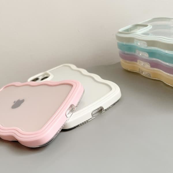 Fodral, sött lockigt vågigt ramfodral, transparent mjukt silikonskyddsfodral för iPhone 15 Plus - Rosa iPhone 15plus iPhone 15plus iPhone 15plus