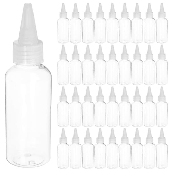 60 ml klar plastflaska med spetsigt munstycke för förvaring, 30-pack