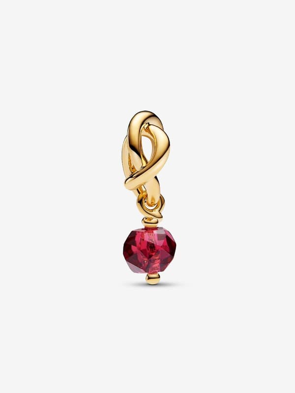 - Fasetterad True Red Eternity Circle Hängberlock - 14k guldplätering