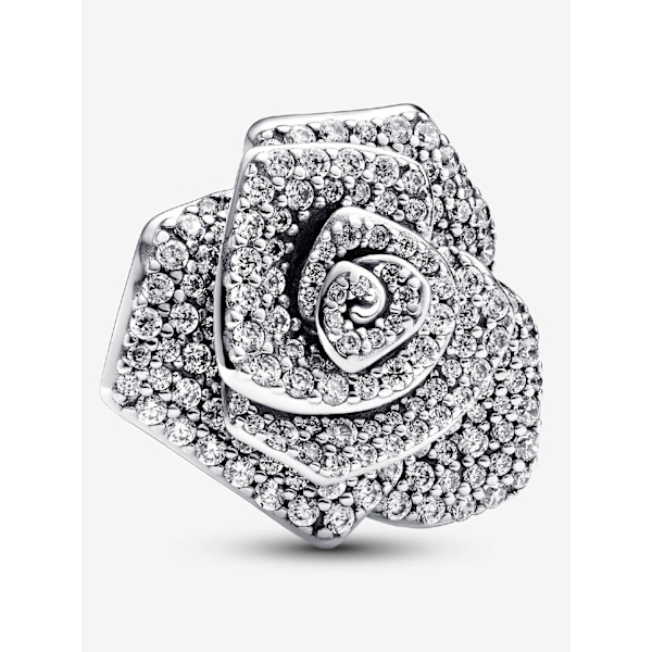 - Glitrende Rose i Blomst Oversized Charm - Sterling sølv