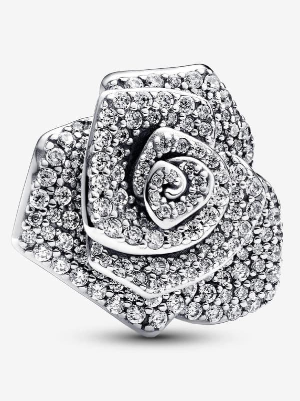 - Mousserende Rose i Blomst Oversized Charm - Sterlingsølv