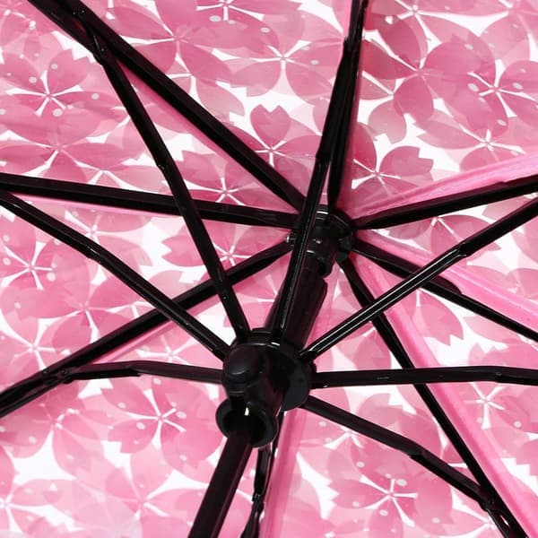 Romantiskt transparent paraply med blommor – bubbelformat solskydd för kvinnor rosa