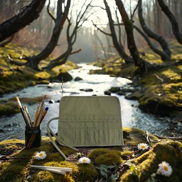 Pencil Case - 22 Holes - Storage Bag for Brushes - Rollable Storage Bag - Does Not Include Brushes - Army Green