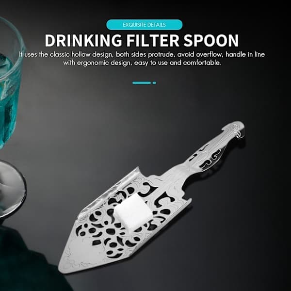 Absintskeer, absintcocktailskeer i rustfrit stål, gotisk absintfontæne