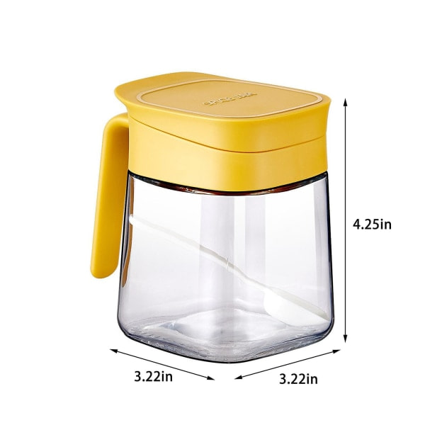 Kryddburk i glas 300 ml Kryddburk Kryddbehållare med sked Genomskinlig glas kryddbehållare för sockerpeppar för köksbänk