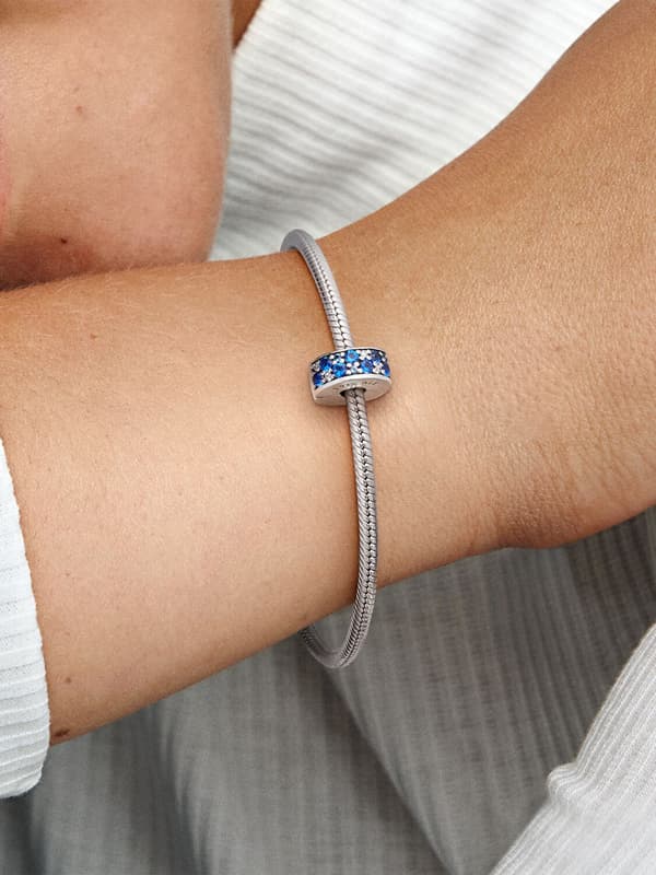 - Blå Pavé Clip Charm - Sterlingsølv