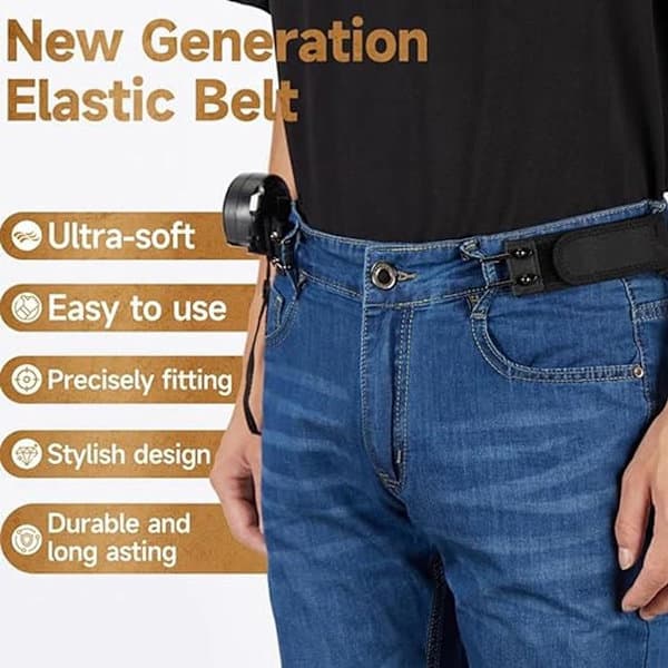 2-pak spændeløse elastiske bælter Spændeløse elastiske bælter Spændeløse bælter Ingen spænde Taktisk metalkrog Elastiske bælter Unisex til arbejde og sort