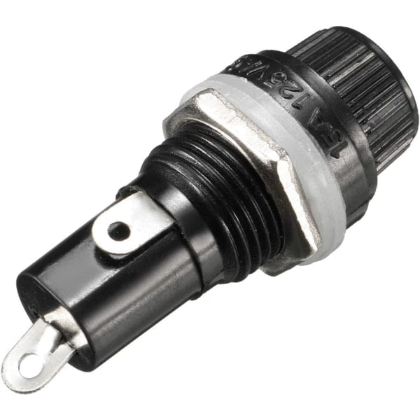 10 stk. 5 x 20 mm sikringsholder AC 10A 250V sort skruehætte sikringsholder, panelmonteret skruehætte sikringsholder
