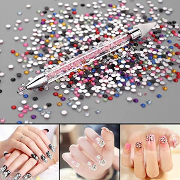Rhinestone picker pen kristall - Plockverktyg Rosa