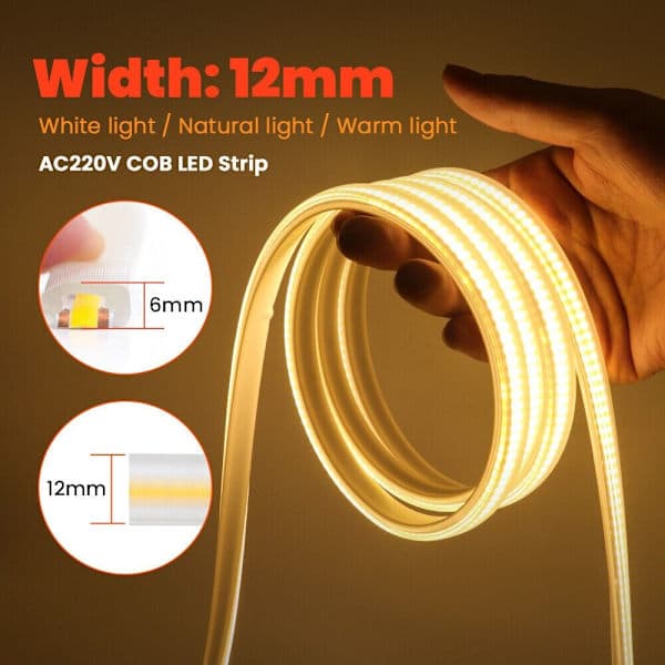 LED Strip Light 220V COB VARMVIT varmvit warm white