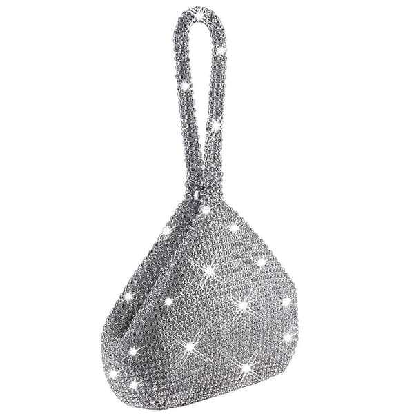 Damehåndvesker med håndleddsstropp og rhinestone krystalldekorasjon Sølvfarget Silvery