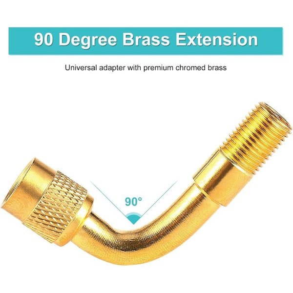 Dekkventilforlengeradapter, 90-graders vinklet dekkventilforlenger i messing (2 stk)