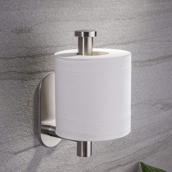Toiletpapirholder Selvklæbende - Toiletpapirholder til Badeværelse Klæb på Væg Rustfrit Stål Børstet