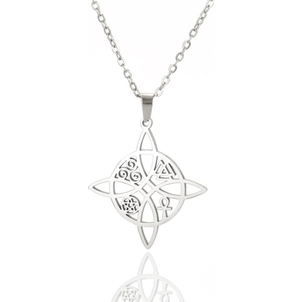 Heksekno Halskæde, Rustfrit Stål, Keltiske Amulet Vedhæng, Ærkeenglens Segl. Beskyttelses Talisman, Hellig Geometri