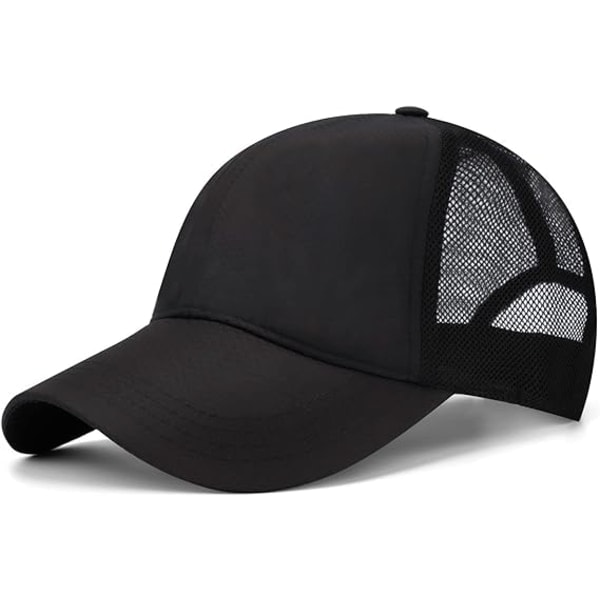 Mesh Hurtigtørkende Caps Trucker Hatter Justerbar Hatt, Svart