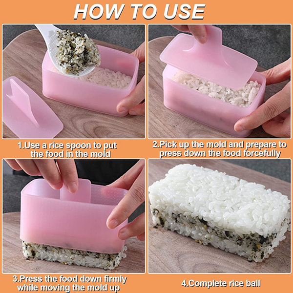 Onigiri Form, 3-pack Musubi Form, Triangel Sushi Maker, Non-stick Musubi Maker Press med Liten Risspade