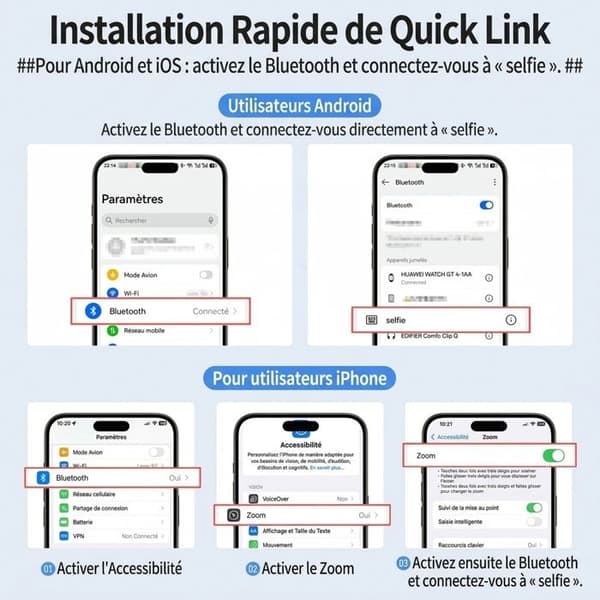 Magnetisk smartphone-greb, magnetisk greb og selfielys (iPhone og Android) med trådløs udløser