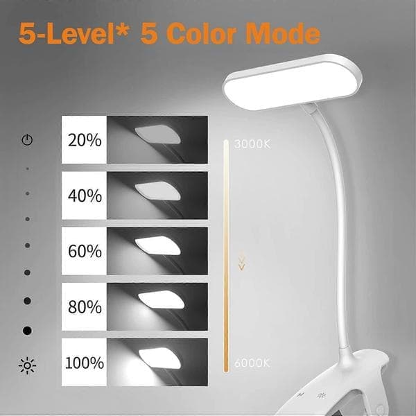 LED bordlampe, trådløs, touch, 5 farver, 5 intensiteter
