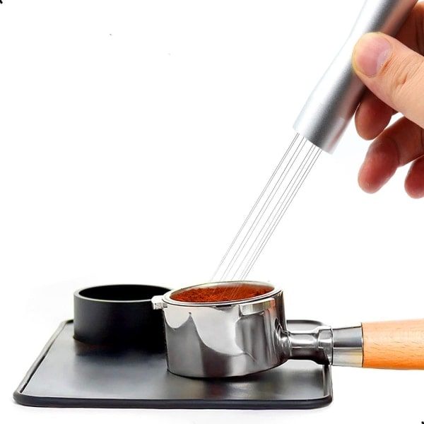 Espresso Kaffeerührer Kaffeerührwerkzeug WDT Dosierwerkzeug Nadeltyp Dosierer Handrührwerkzeug Silver