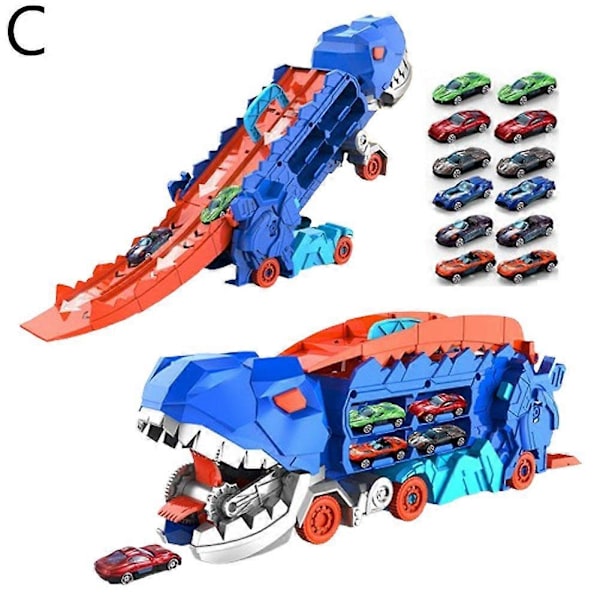 Dinosaur Biltransport Lastbil, Transport Dinosaur Lastbil med Foldbar Rutsjebane