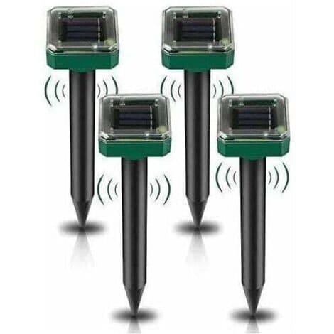 4-pack solcellsdrivna ultraljudsavstötare – Avvisar mullvadar, möss och ormar – Täcker 650 m² – Regntät