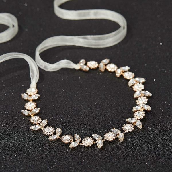 Rhinestone Brudehårbånd Krystal Bryllupshårpynt Guld Hårtilbehør Til Brud Brudepige Blomsterpige