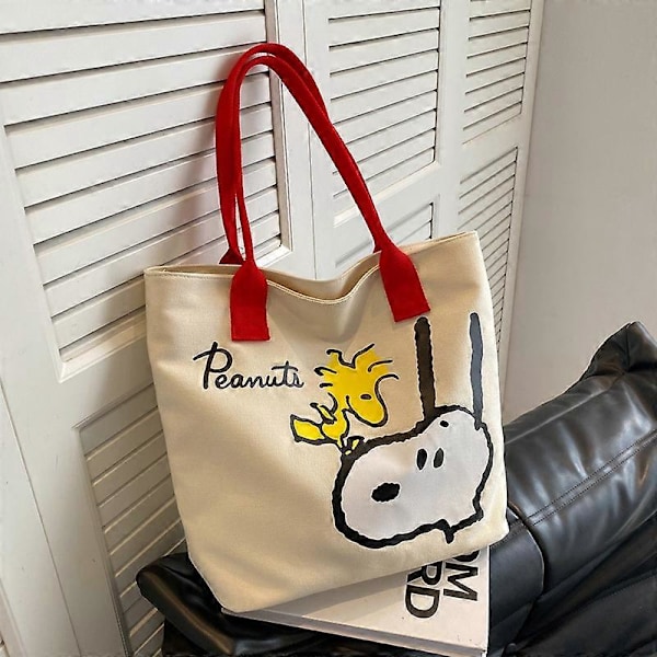 Snoopy Dame Canvas Tote Taske Mode Kvinder Casual Håndtaske Skuldertaske Tegneserie Kvinde Stor Kapacitet Genanvendelig Shoppingtaske Gave snoopy 1 39x32x17cm