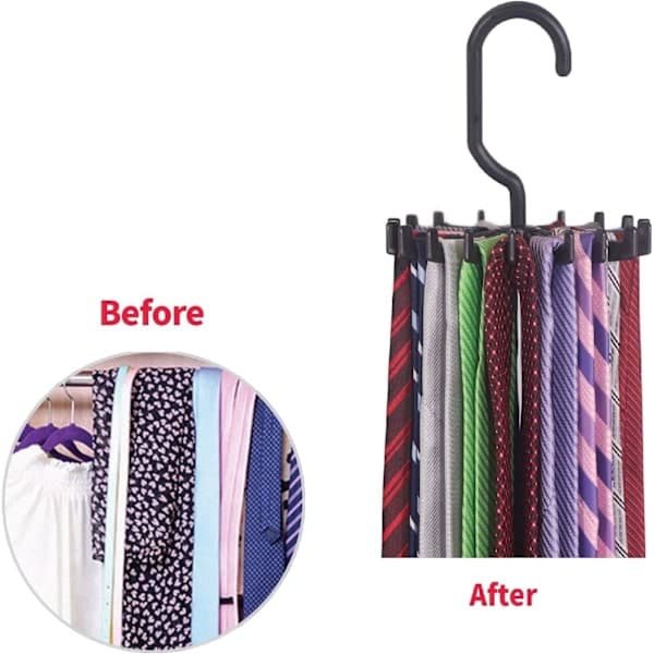 Roterbar slips-holder til skabsorganisering, justerbar multifunktionel holder til slips, bælter, 2-PAK