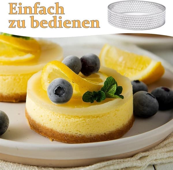 12 stk. 8 cm Mousse Kageform i Rustfrit Stål – Perforerede Bageforme til Desserter, Kager, Tærter – 12 Stykker
