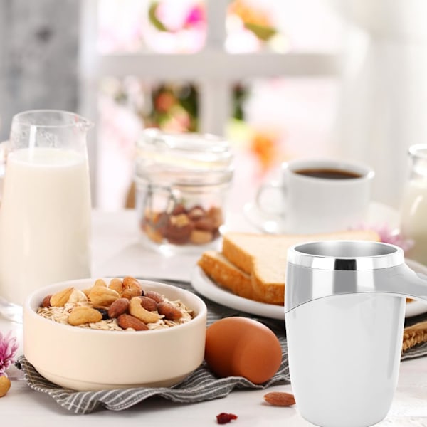 Självrörande mugg, magisk mugg, mjölk, kaffekopp, smart mugg för kaffe. White