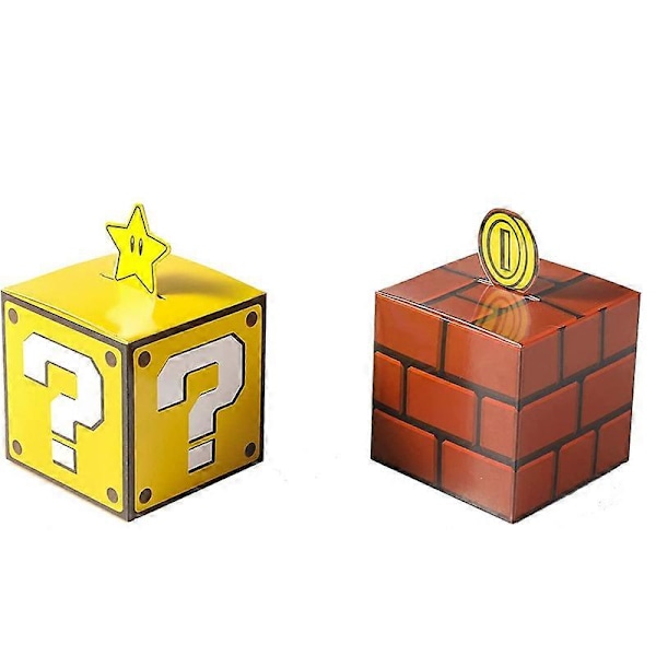 20 kappaleen Mario Party -lahjapakkaukset: Tiili- ja kysymysmerkkilaatikko koristeeksi syntymäpäiväjuhliin