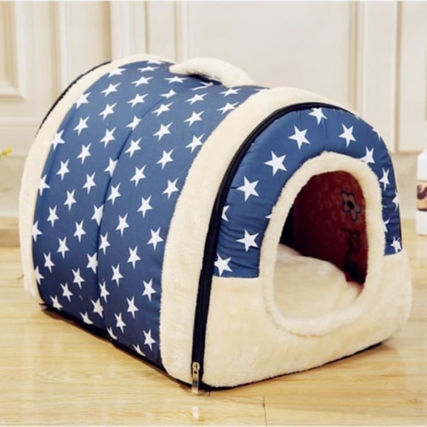 Kurv, Seng, Pute, Sofa, Telt, Kennel for Varm Sammenleggbar Hund Vaskbar Avtakbart Trekk Resistent for Hund Katt Dyr - Blå