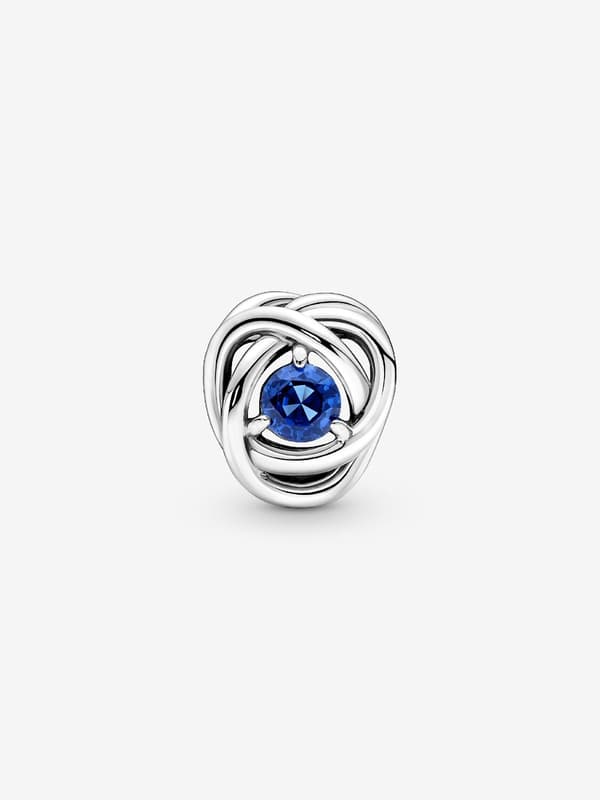 - September Blue Eternity Circle Charm - Sterling silver