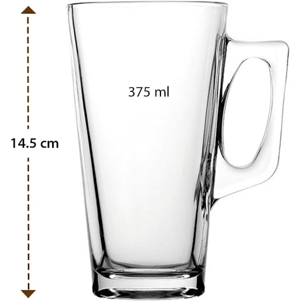 Suuret Latte Lasikahvikupit - 375 ml (12,6 oz) - Lahjapakkaus, 2 Latte-lasia