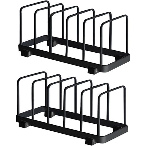 Tallriksställ, Vertikalt Tallriksställ Avrinningsställ, Skärbrädor, Bakplåtar, Serveringsbrickor Hållare, Lockorganisatör, Skåp Diskställ (Svart, 2-pack)