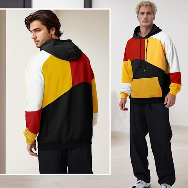 Herrehettegenser, Hip Hop-genser med hette, Unisex fritidssport-sweatshirts vår høst vinter Red and black