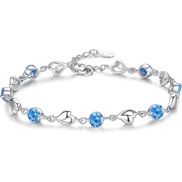 Armband för Kvinnor, 925 Sterling Silver Armband med Glittrande Zirkonia, Justerbara Kedjearmband, Bröllopssmycken för Bröllop