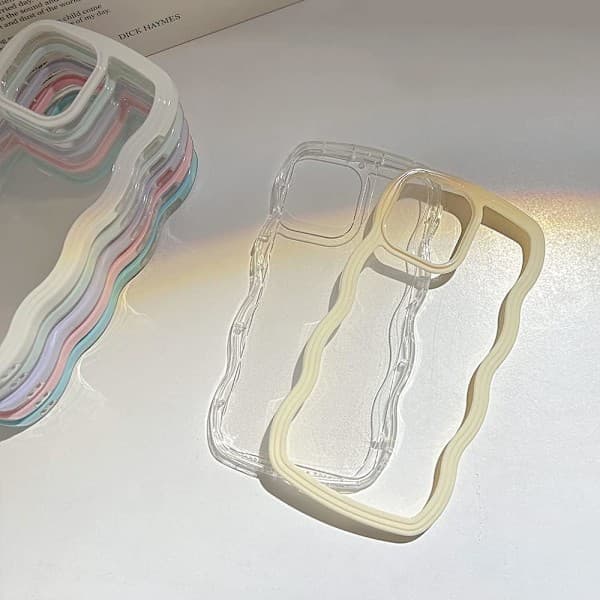 Fodral, sött lockigt vågigt ramfodral, transparent mjukt silikonskyddsfodral för iPhone 15 Pro Max - Rosa iPhone 15pro max iPhone 15pro max iPhone 15pro max