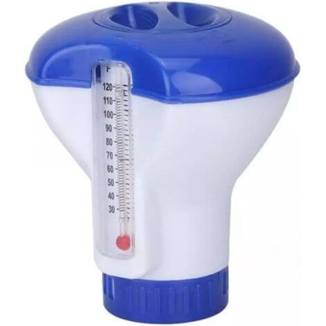 Stor doseringsflåde, klordispenser, klorbromintabletbeholder, flydende klordiffusor med termometer